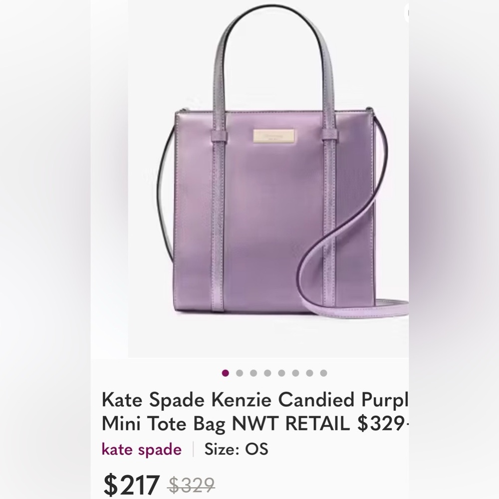 NWT KATE SPADE KENZIE MINI LILAC TOTE - Picture 7 of 7